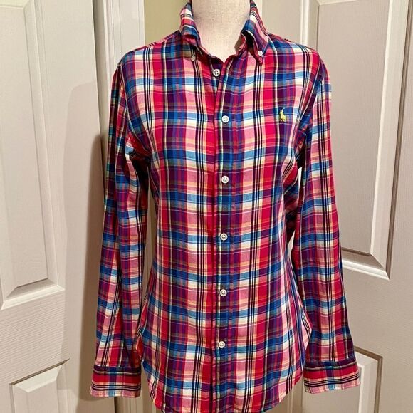 Ralph Lauren Tops - NWOT Women's Ralph Lauren Soft Flannel Plaid Button Down Shirt Top Blouse Size 4